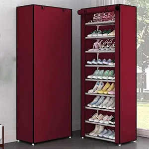 10-Tier DIY Shoe Storage Cabinet | Oxford Cloth & Metal Shoe Shelf