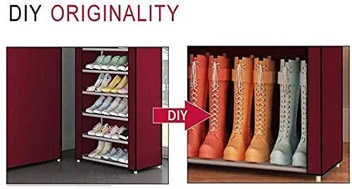 10-Tier DIY Shoe Storage Cabinet | Oxford Cloth & Metal Shoe Shelf