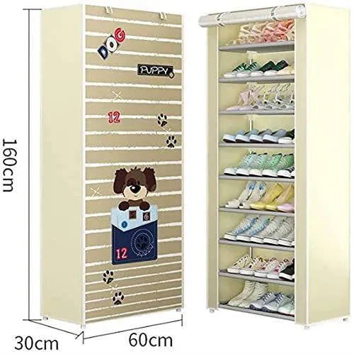 10-Tier DIY Shoe Storage Cabinet | Oxford Cloth & Metal Shoe Shelf