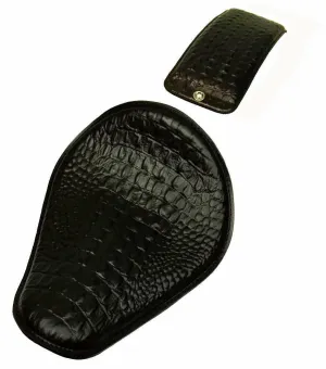 10x13 Black Alligator Leather Spring Seat P-Pad Harley Sportster Chopper Bobber