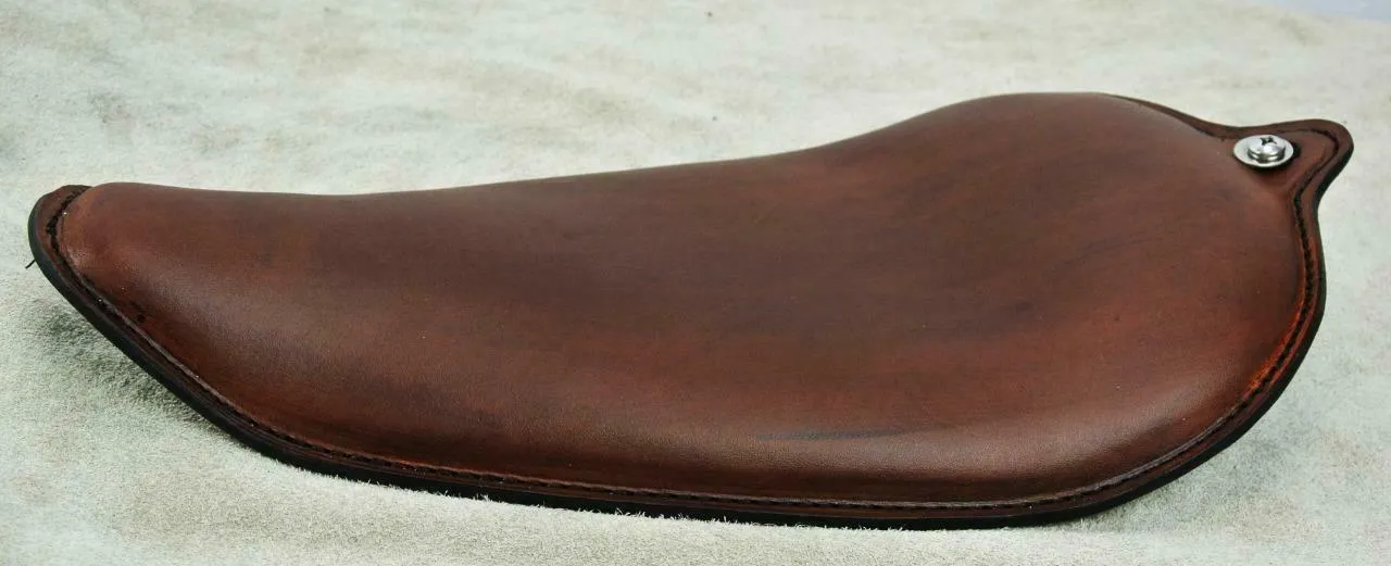 1982-2003 Harley Sportster Seat Smooth Brown Leather On The Frame Made In USA