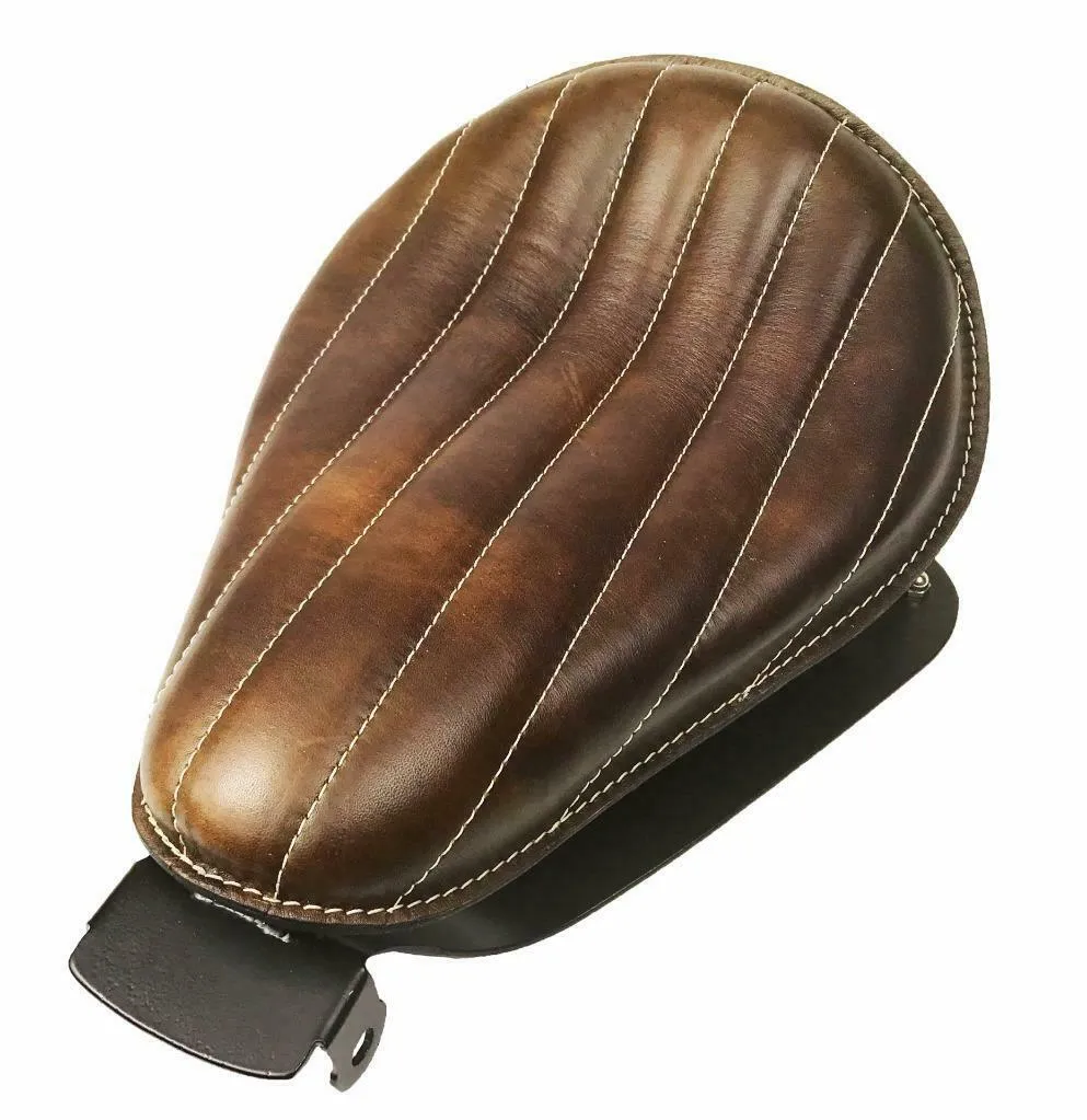 2004-2006 Harley Sportster Spring Solo Seat Chopper Brown Dist Tuck Roll Leather