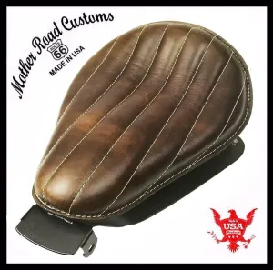 2004-2006 Harley Sportster Spring Solo Seat Chopper Brown Dist Tuck Roll Leather
