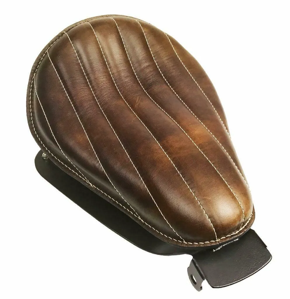 2004-2006 Harley Sportster Spring Solo Seat Chopper Brown Dist Tuck Roll Leather