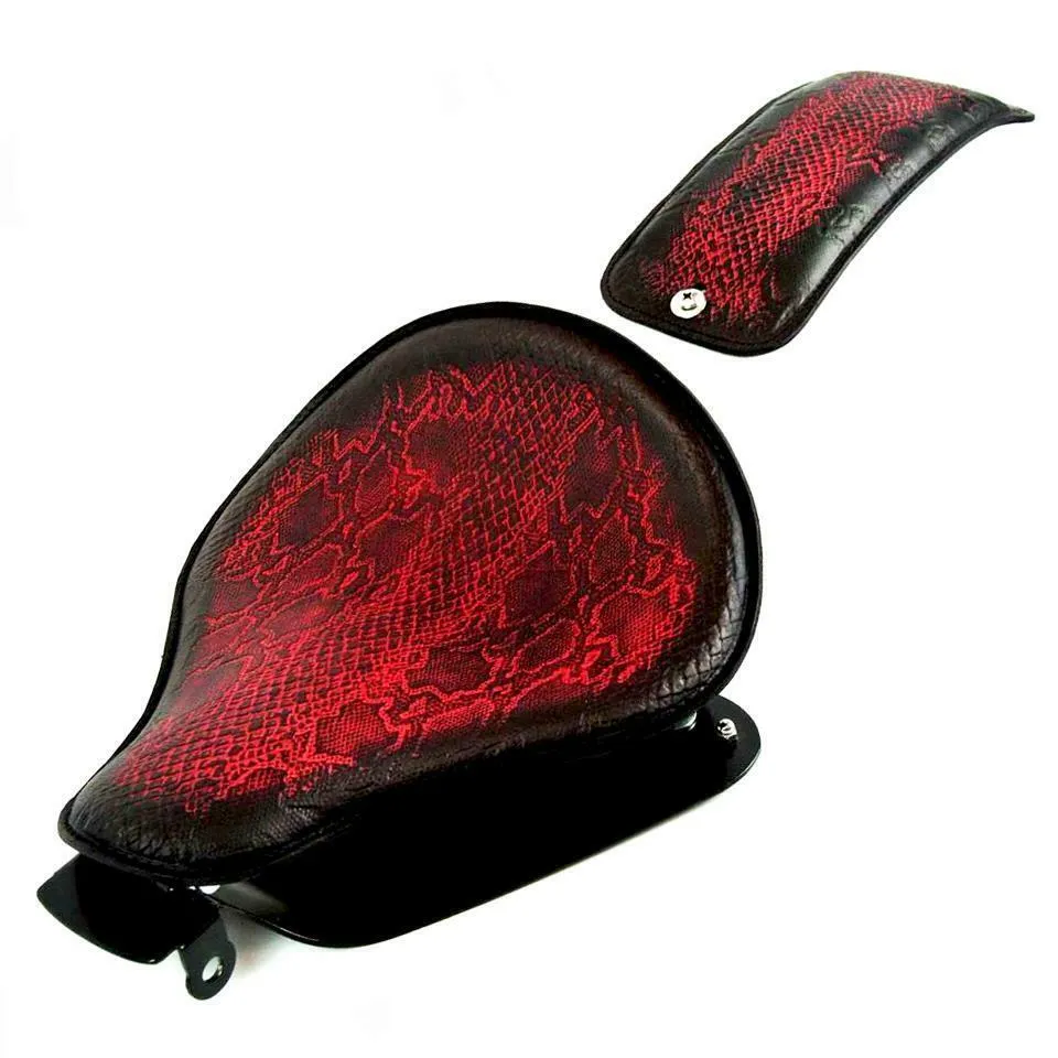 2004-2006 Sportster Harley Seat Conversion Kit P-Pad AntiqueRed Snake Python bcs