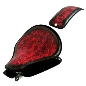 2004-2006 Sportster Harley Seat Conversion Kit P-Pad AntiqueRed Snake Python bcs