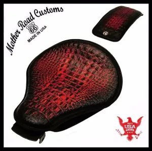 2007-2009 Sportster Harley Spring Solo Seat P-Pad Kit Ant Red Gator Leather bs
