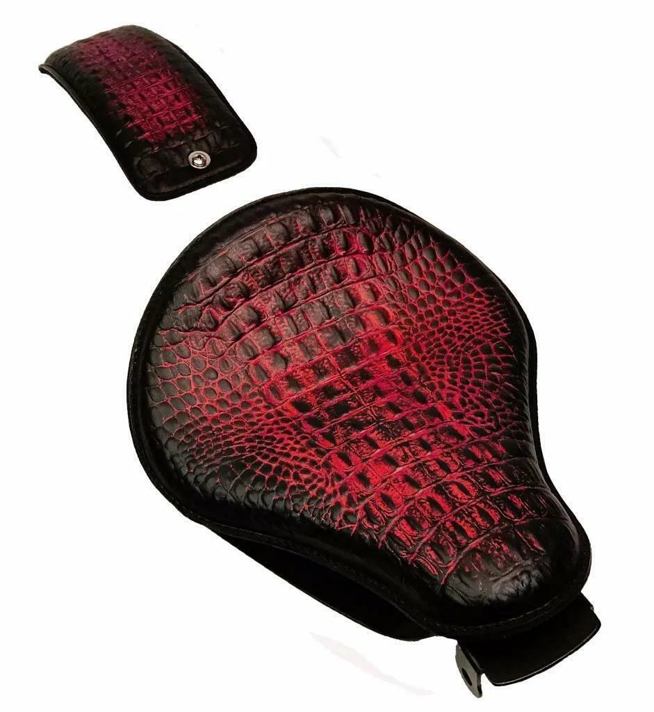 2007-2009 Sportster Harley Spring Solo Seat P-Pad Kit Ant Red Gator Leather bs