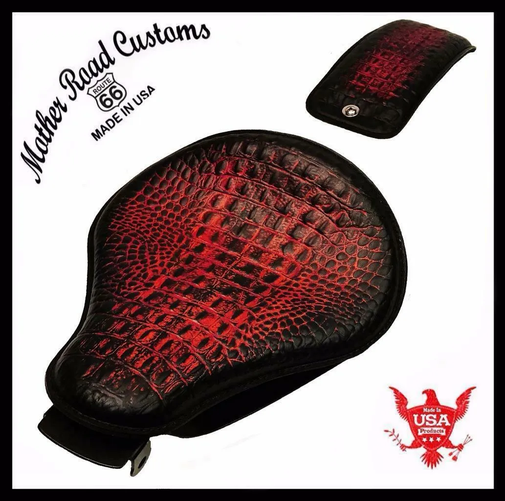 2007-2009 Sportster Harley Spring Solo Seat P-Pad Kit Ant Red Gator Leather bs