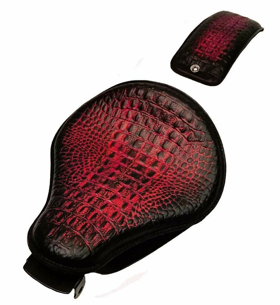 2007-2009 Sportster Harley Spring Solo Seat P-Pad Kit Ant Red Gator Leather bs