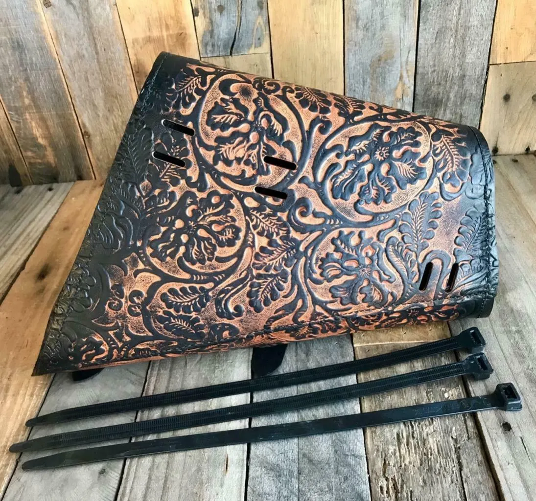 2010-2022 Sportster Harley Seat pad Kit Saddle Bag Antique Brown Oak Leaf USA bc
