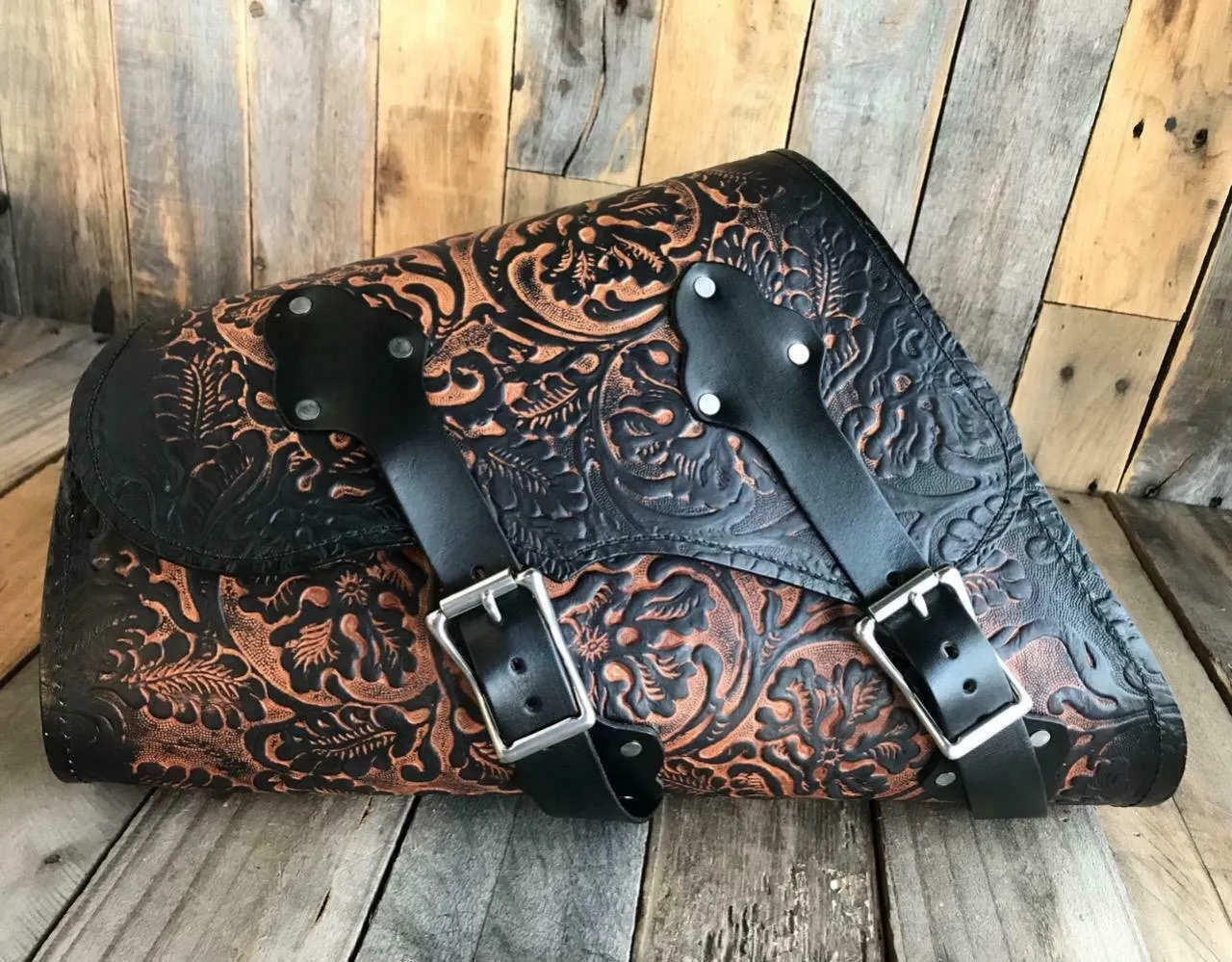 2010-2022 Sportster Harley Seat pad Kit Saddle Bag Antique Brown Oak Leaf USA bc