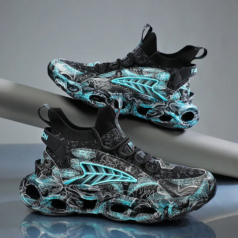 2024 Men’s Flyknit Blade Sneakers – Breathable Plus-Size National Style Running Shoes