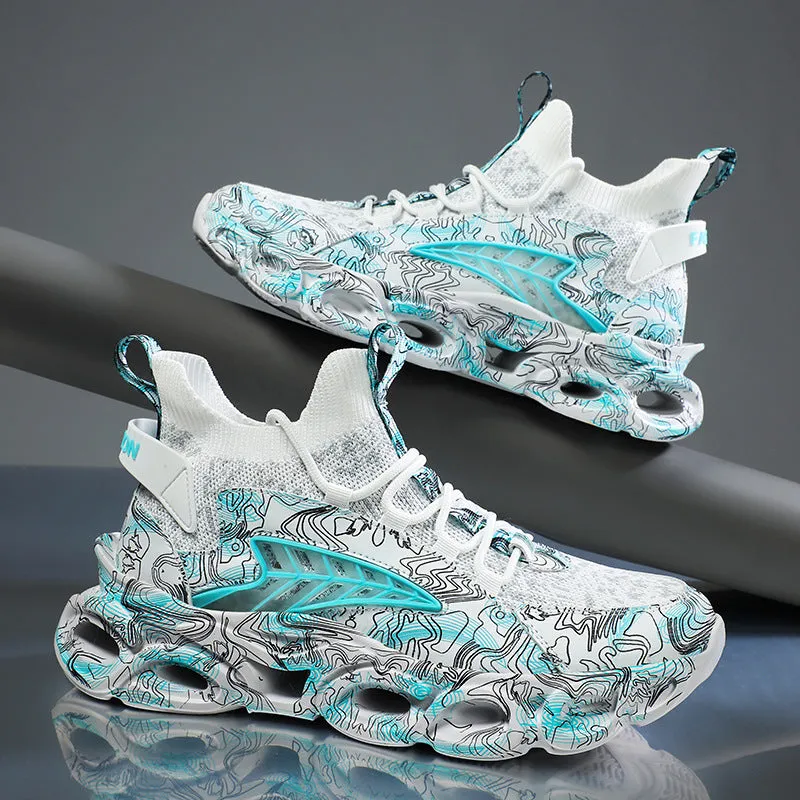 2024 Men’s Flyknit Blade Sneakers – Breathable Plus-Size National Style Running Shoes