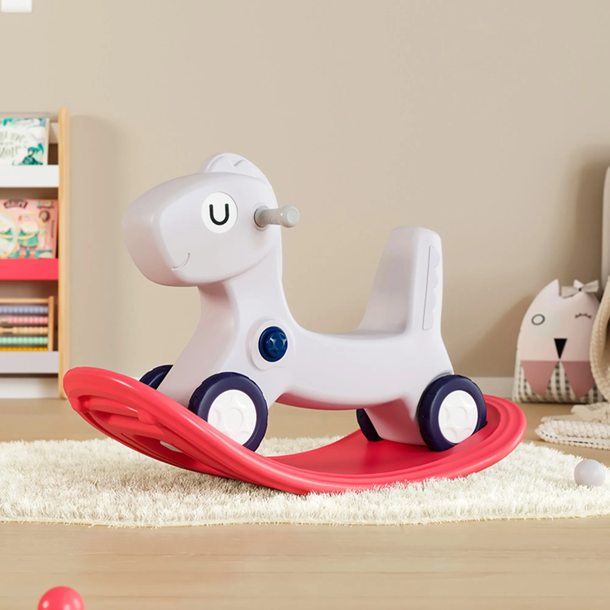 3-in-1 Kids Rocking Horse with Ride On Push Car & Balance Board