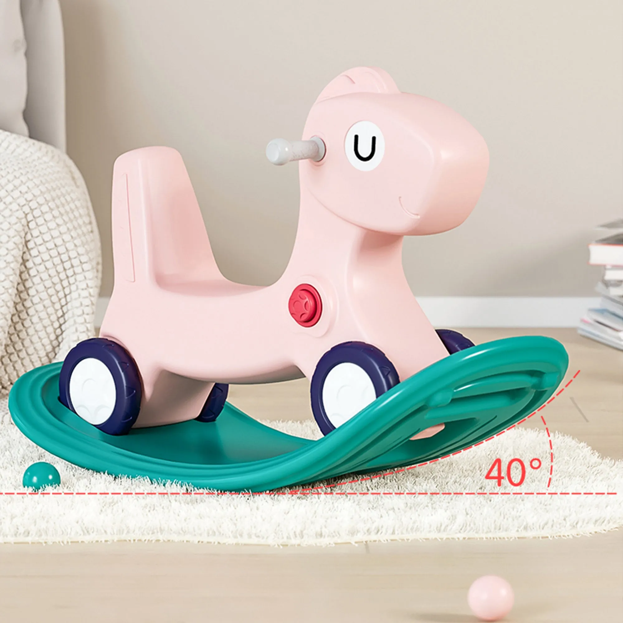 3-in-1 Kids Rocking Horse with Ride On Push Car & Balance Board