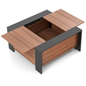 36.5 Inch Coffee Table with Sliding Top and Hidden Compartment-Walnut - Color: W