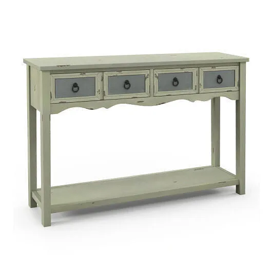 48 Inch Farmhouse Console Table with 2 Drawers and Open Storage Shelf for Hallwa