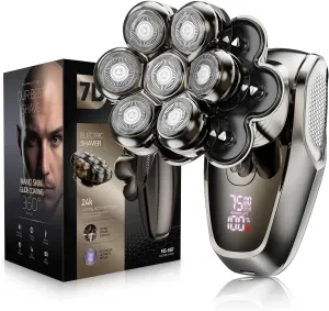 7D Head Shavers for Bald Men,  Detachable Head Shaver LED Display Dry Wet Bald Head Shavers, IPX7 Waterproof Head Shavers with Type-C Charge