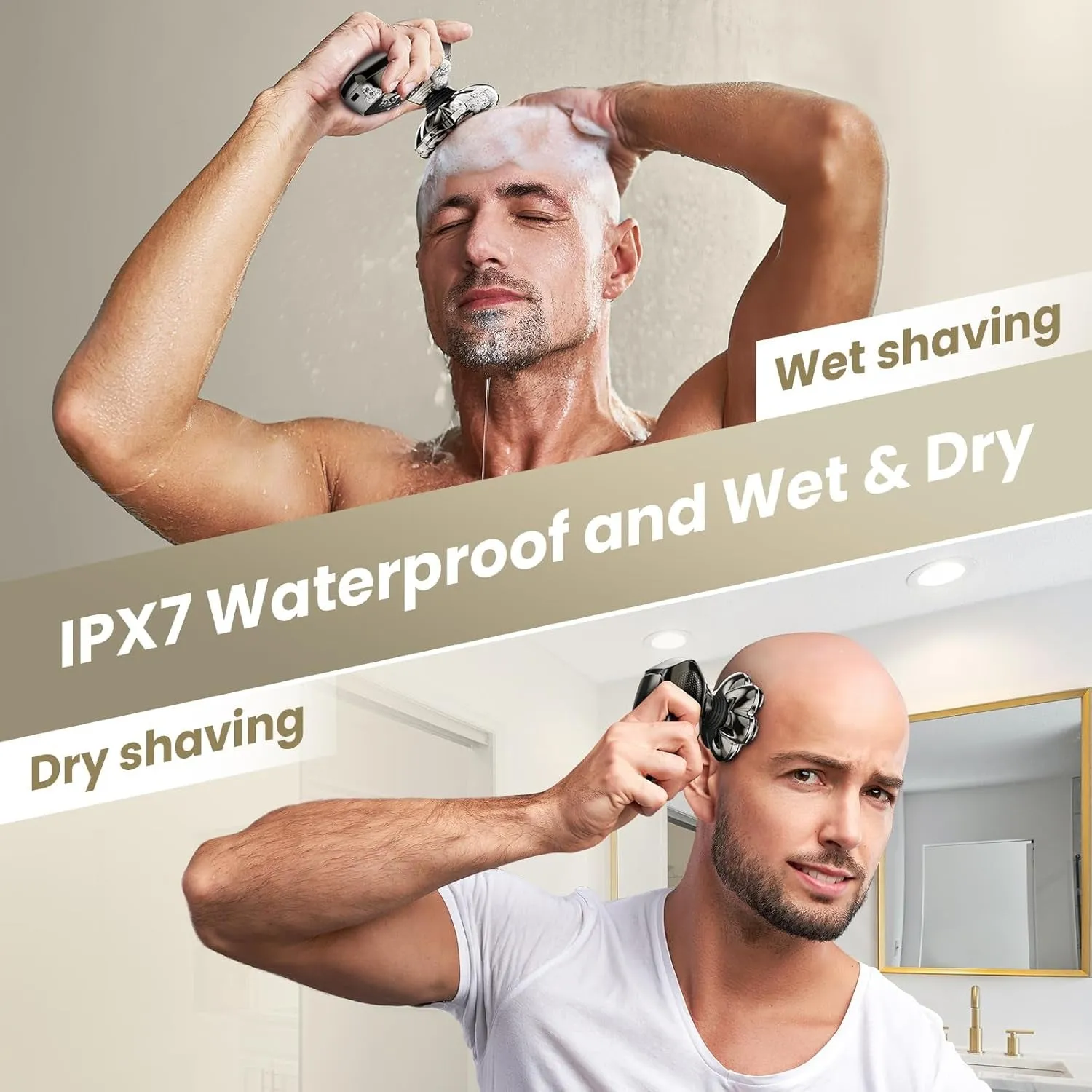 7D Head Shavers for Bald Men,  Detachable Head Shaver LED Display Dry Wet Bald Head Shavers, IPX7 Waterproof Head Shavers with Type-C Charge
