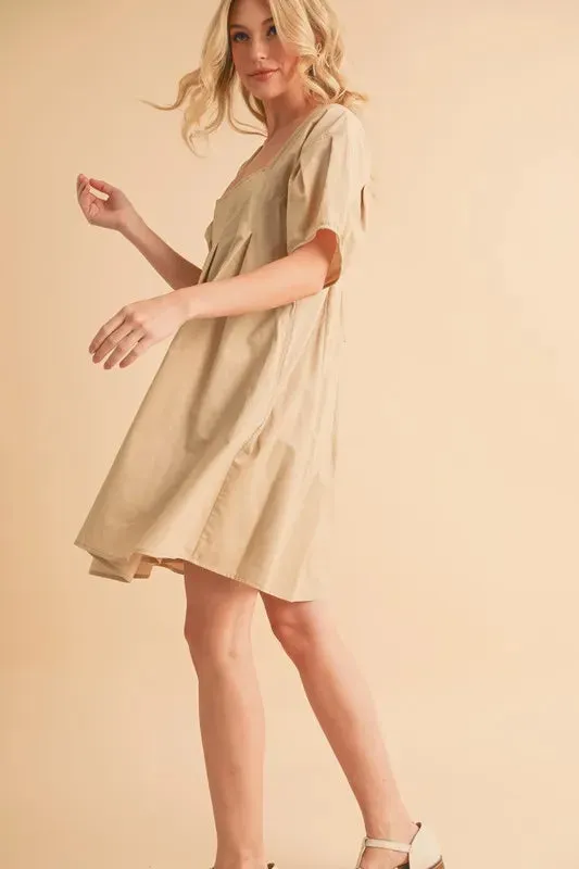 Aemi   Co Square Neck Babydoll Dress with Pockets