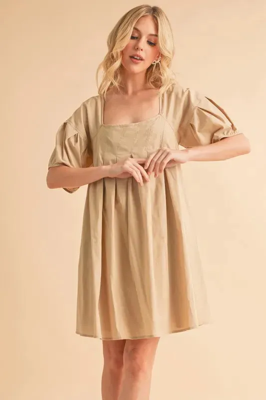 Aemi   Co Square Neck Babydoll Dress with Pockets