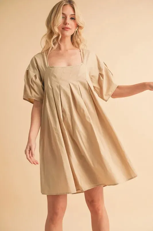 Aemi   Co Square Neck Babydoll Dress with Pockets