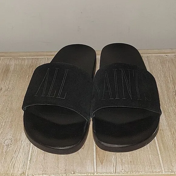All Saints Men’s Sunland Slides, Size 10 Black