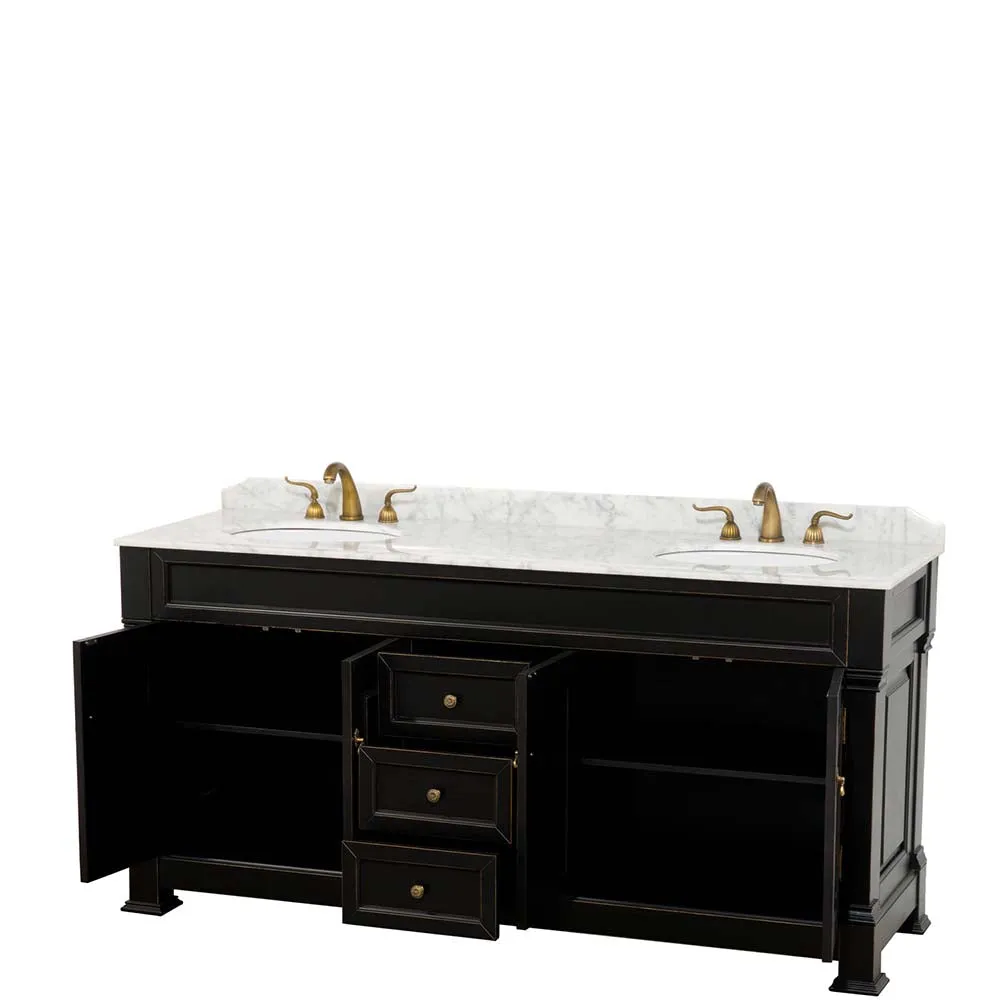 Andover 72 Inch Double Bathroom Vanity in Black