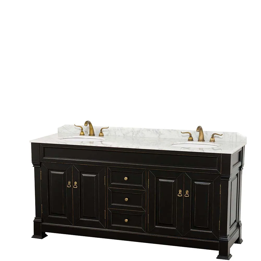 Andover 72 Inch Double Bathroom Vanity in Black