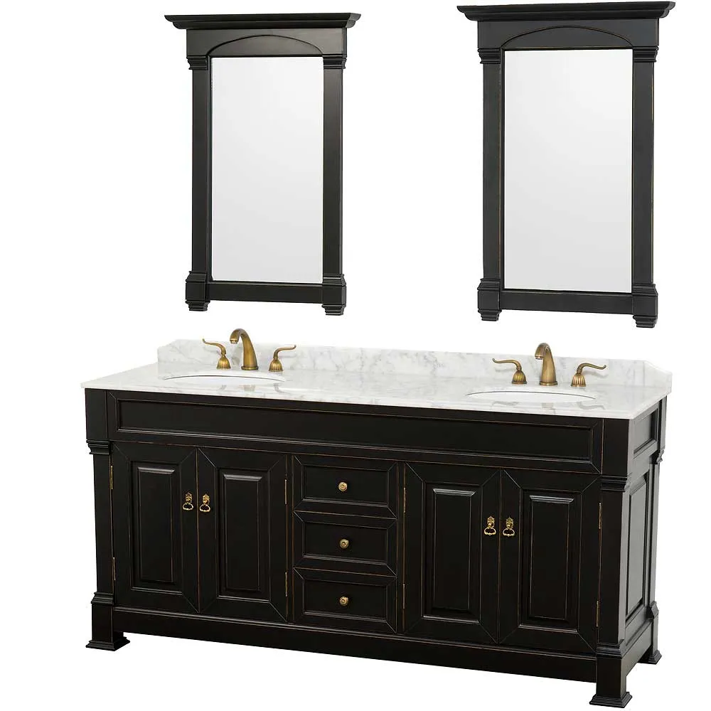 Andover 72 Inch Double Bathroom Vanity in Black