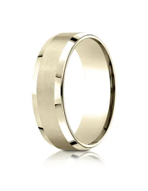 Benchmark 10k Yellow Gold 7mm Comfort-Fit Satin-Finish w/ High Polish Beveled Edge Band,(4-15)