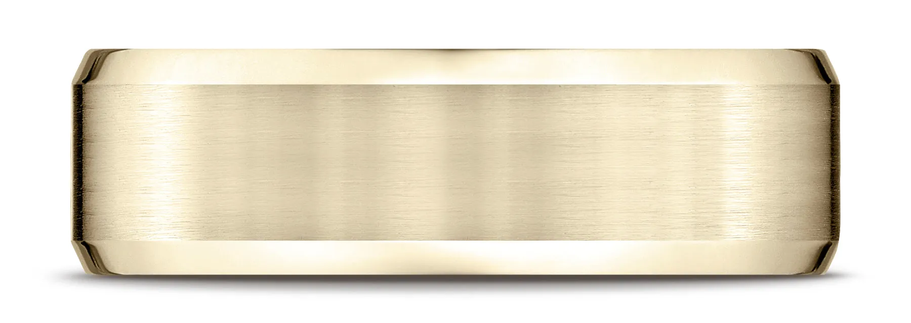 Benchmark 10k Yellow Gold 7mm Comfort-Fit Satin-Finish w/ High Polish Beveled Edge Band,(4-15)