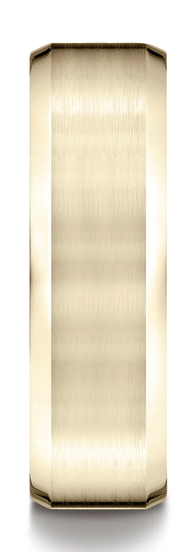 Benchmark 10k Yellow Gold 7mm Comfort-Fit Satin-Finish w/ High Polish Beveled Edge Band,(4-15)