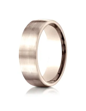 Benchmark 14K Rose Gold 7.5mm Comfort-Fit Satin Finish Design Wedding Band Ring (Sizes 4 - 14 )