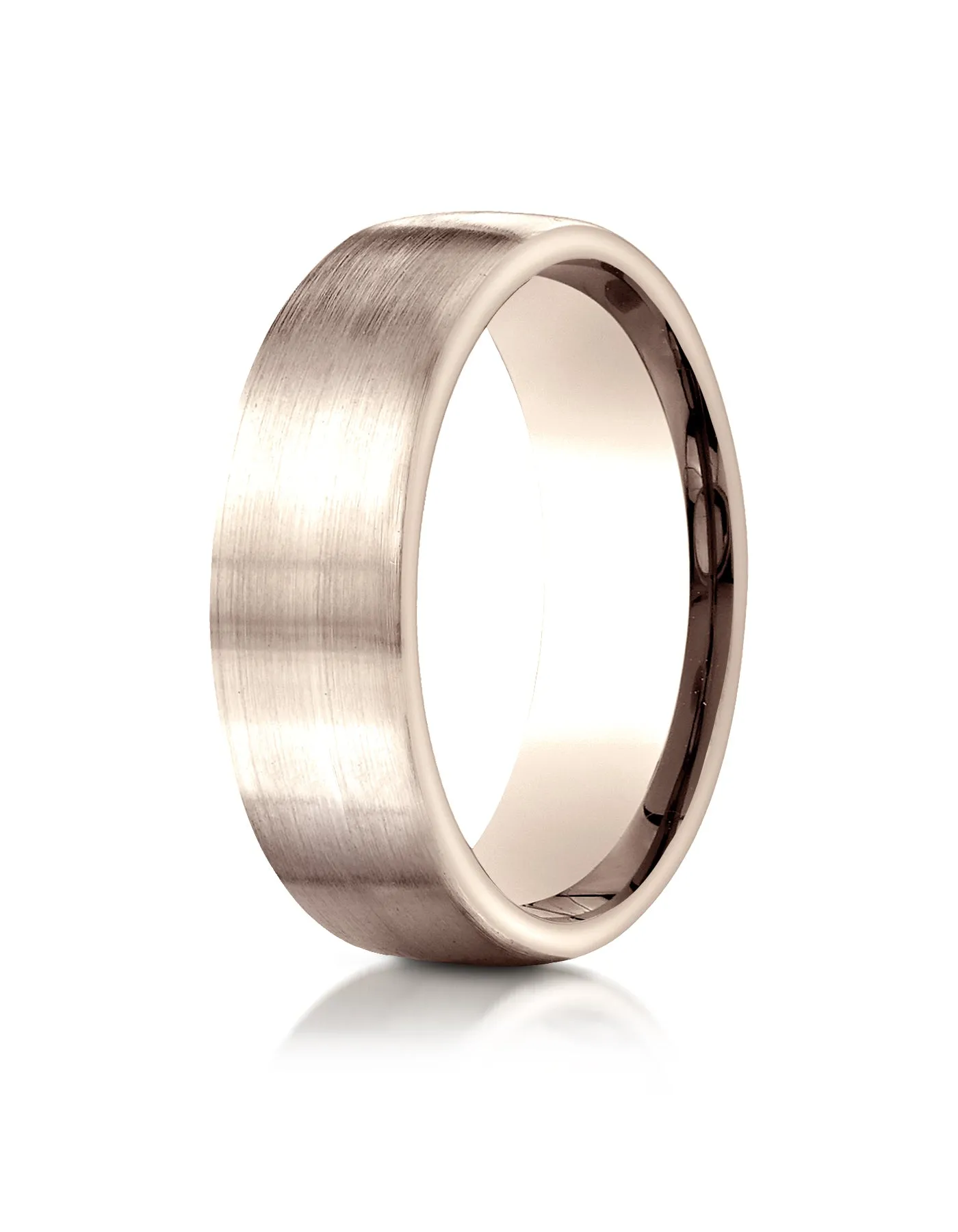 Benchmark 14K Rose Gold 7.5mm Comfort-Fit Satin Finish Design Wedding Band Ring (Sizes 4 - 14 )