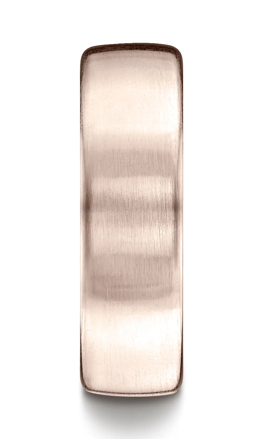 Benchmark 14K Rose Gold 7.5mm Comfort-Fit Satin Finish Design Wedding Band Ring (Sizes 4 - 14 )