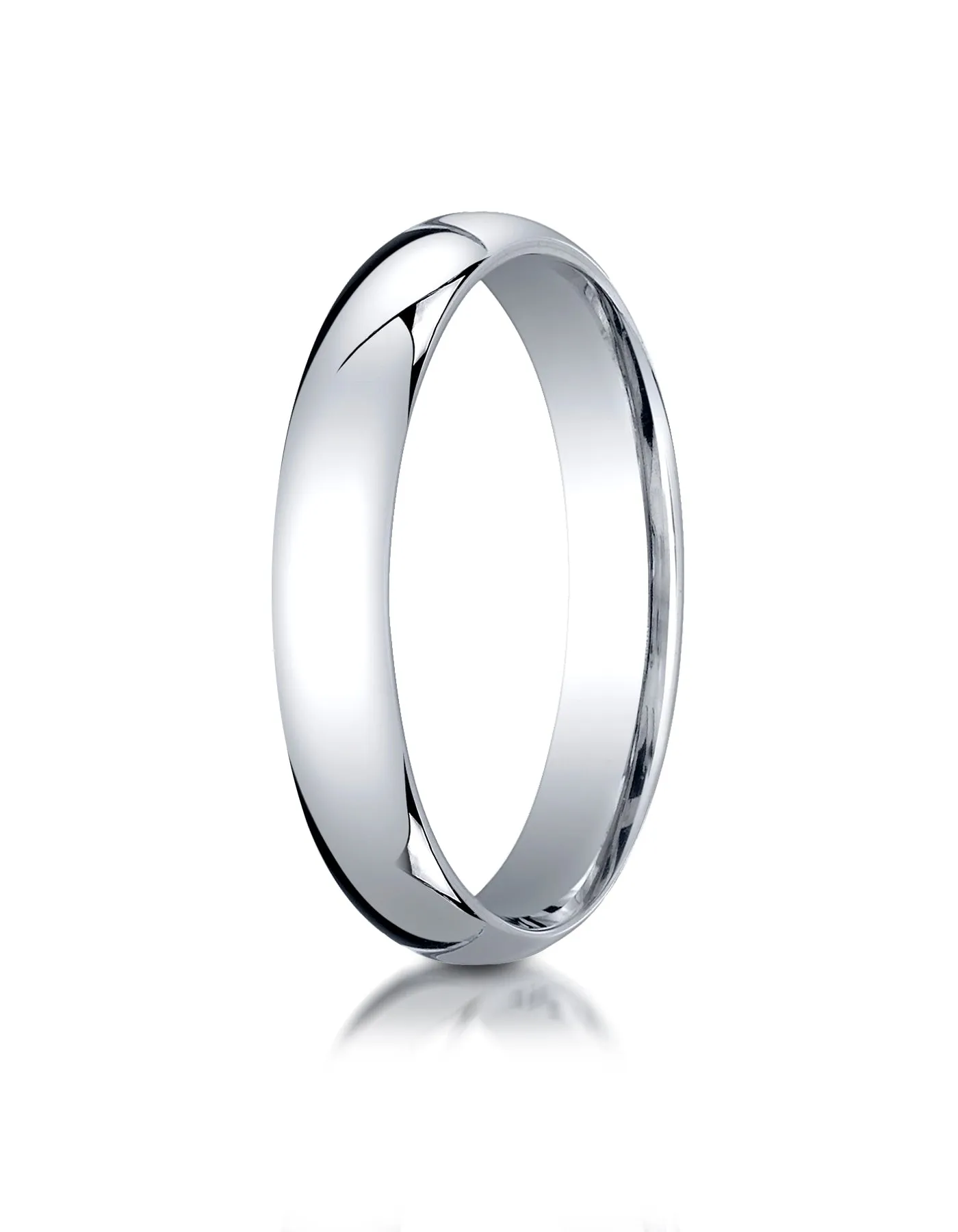 Benchmark 18K White Gold 4mm Slightly Domed Standard Comfort-Fit Wedding Band Ring (Sizes 4 - 15 )