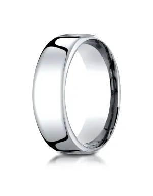 Benchmark 18K White Gold 7.5mm European Comfort-Fit Wedding Band Ring (Sizes 4 - 14 )