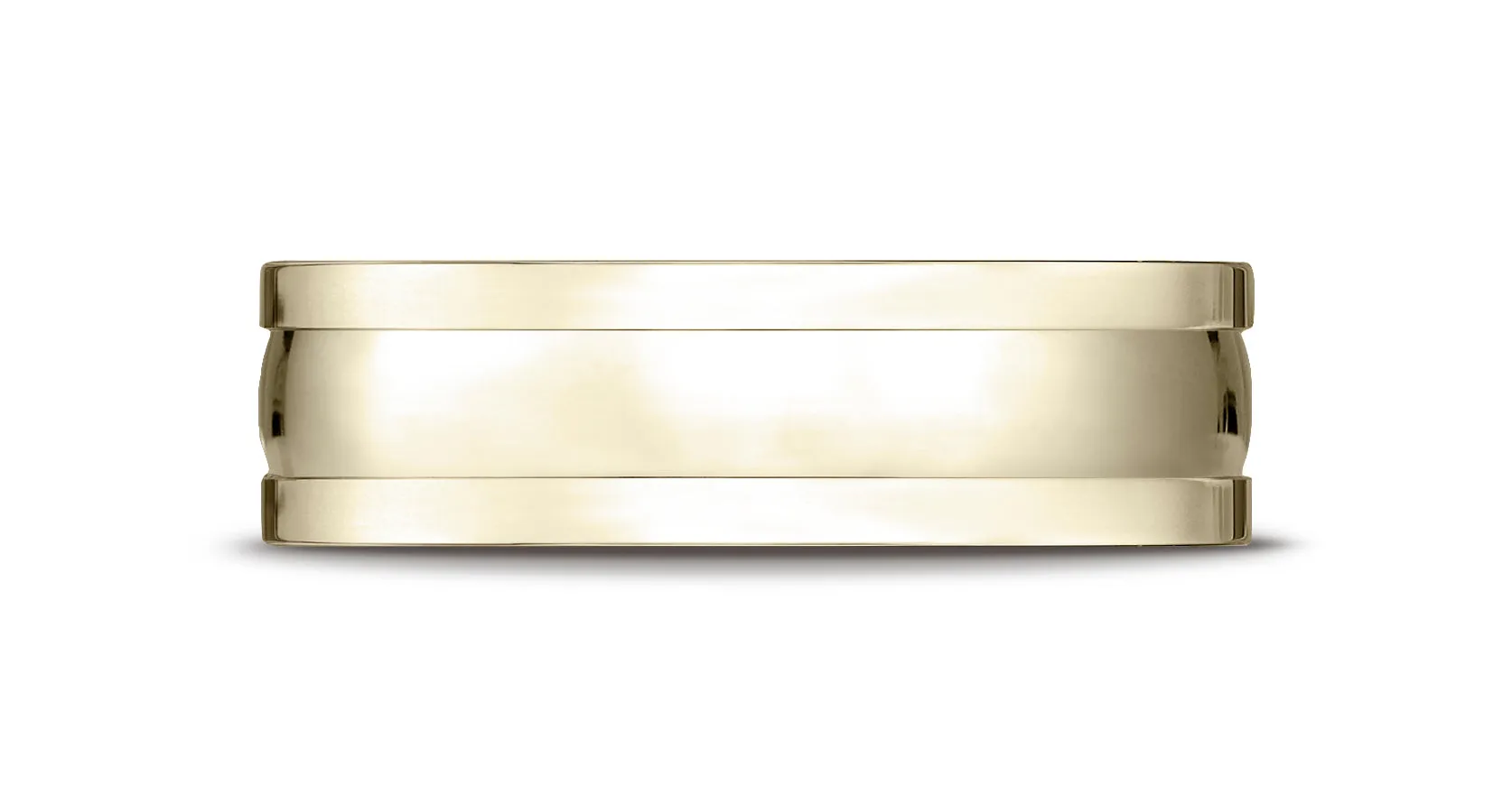 Benchmark 18K Yellow Gold 6mm Comfort-Fit High Polished Squared Edge Carved Design Wedding Band Ring