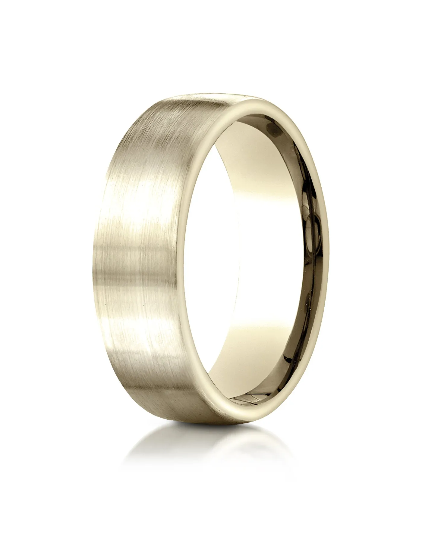 Benchmark 18K Yellow Gold 7.5mm Comfort-Fit Satin Finish Design Wedding Band Ring (Sizes 4 - 14 )