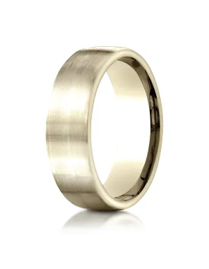 Benchmark 18K Yellow Gold 7.5mm Comfort-Fit Satin Finish Design Wedding Band Ring (Sizes 4 - 14 )
