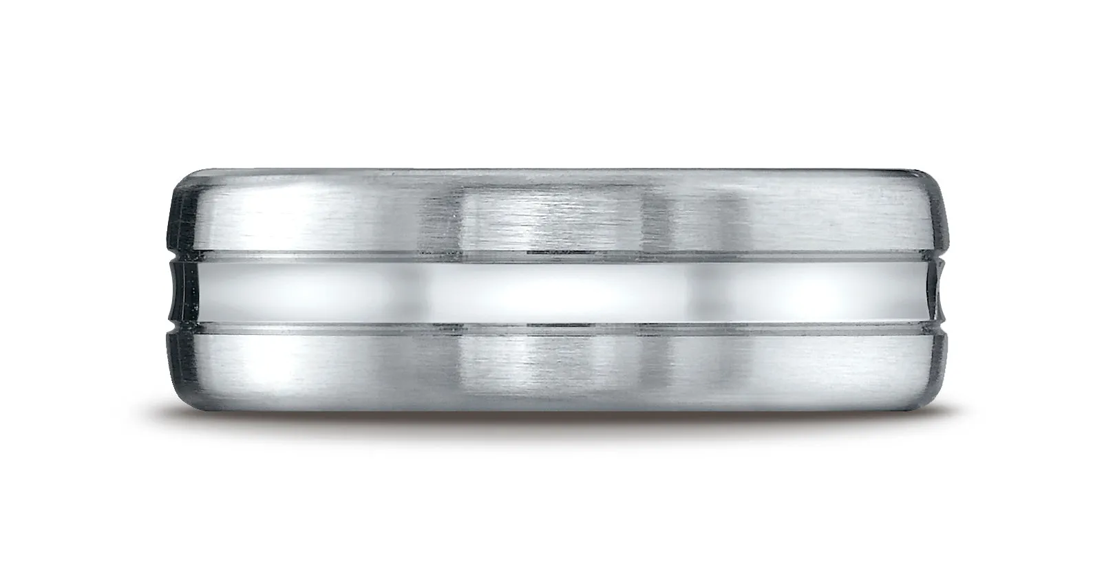 Benchmark Platinum 7.5mm Comfort-Fit Satin-Finished High Polished Center Cut Carved Design Wedding Band
