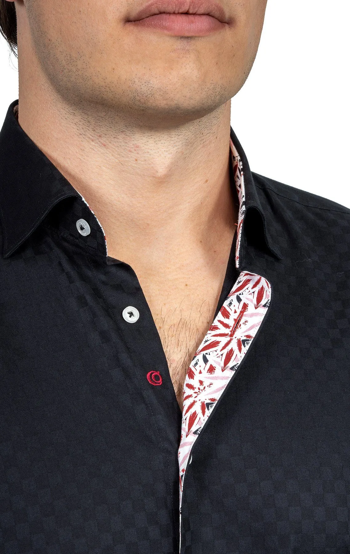Black Checkered Short Sleeve Shirt