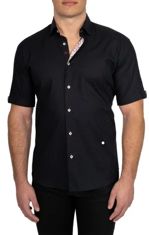 Black Checkered Short Sleeve Shirt