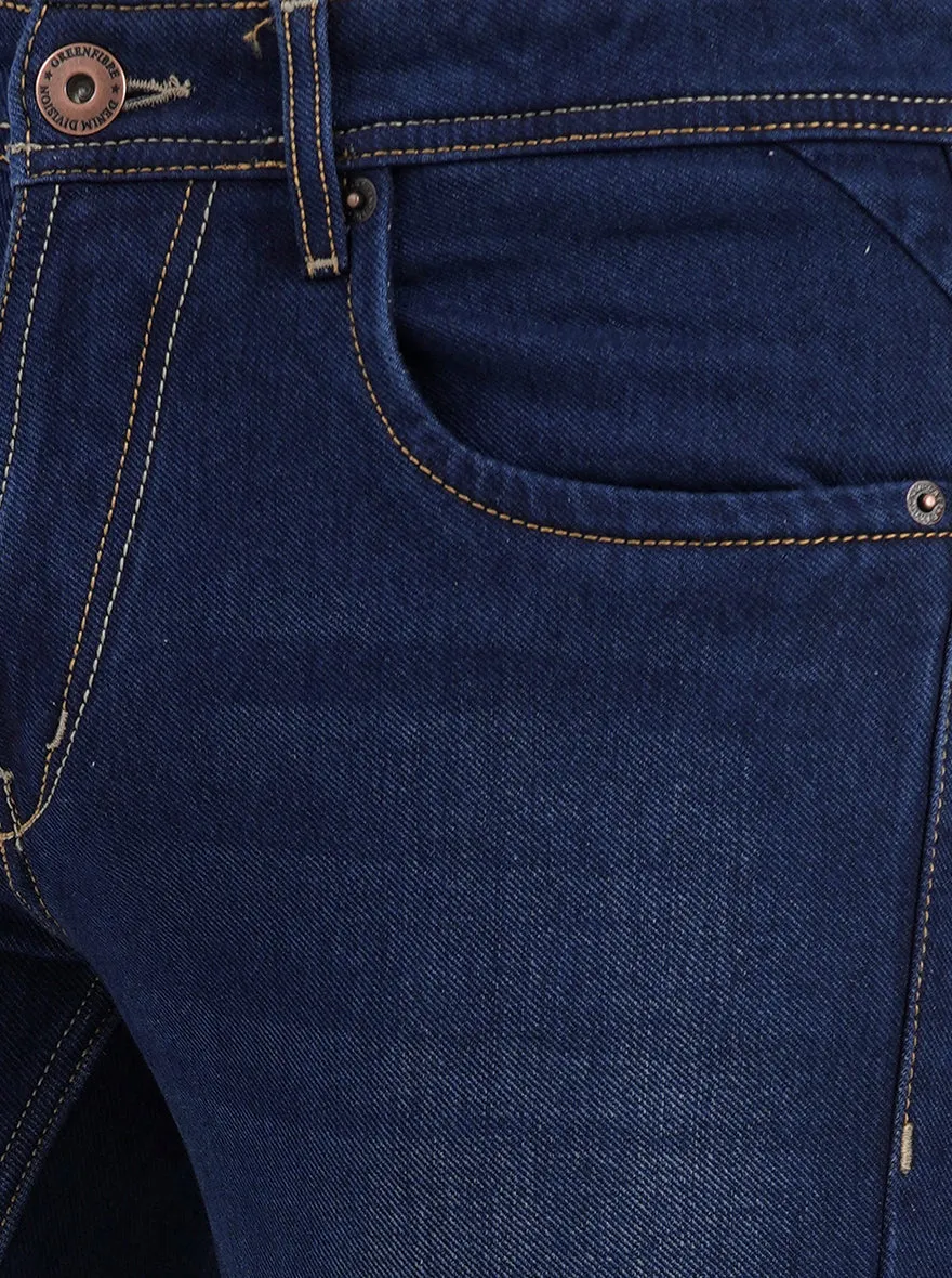 Blue Solid Narrow Fit Jeans | Greenfibre