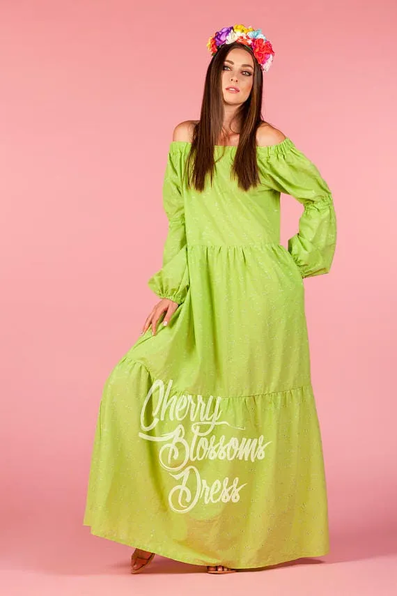 Boho Maxi Dress, Pink Wedding Dress, Long Off Shoulder Dress, Loose Long Sleeve Dress, Beach Wedding Dress, Plus Size Dress, Gypsy Dress