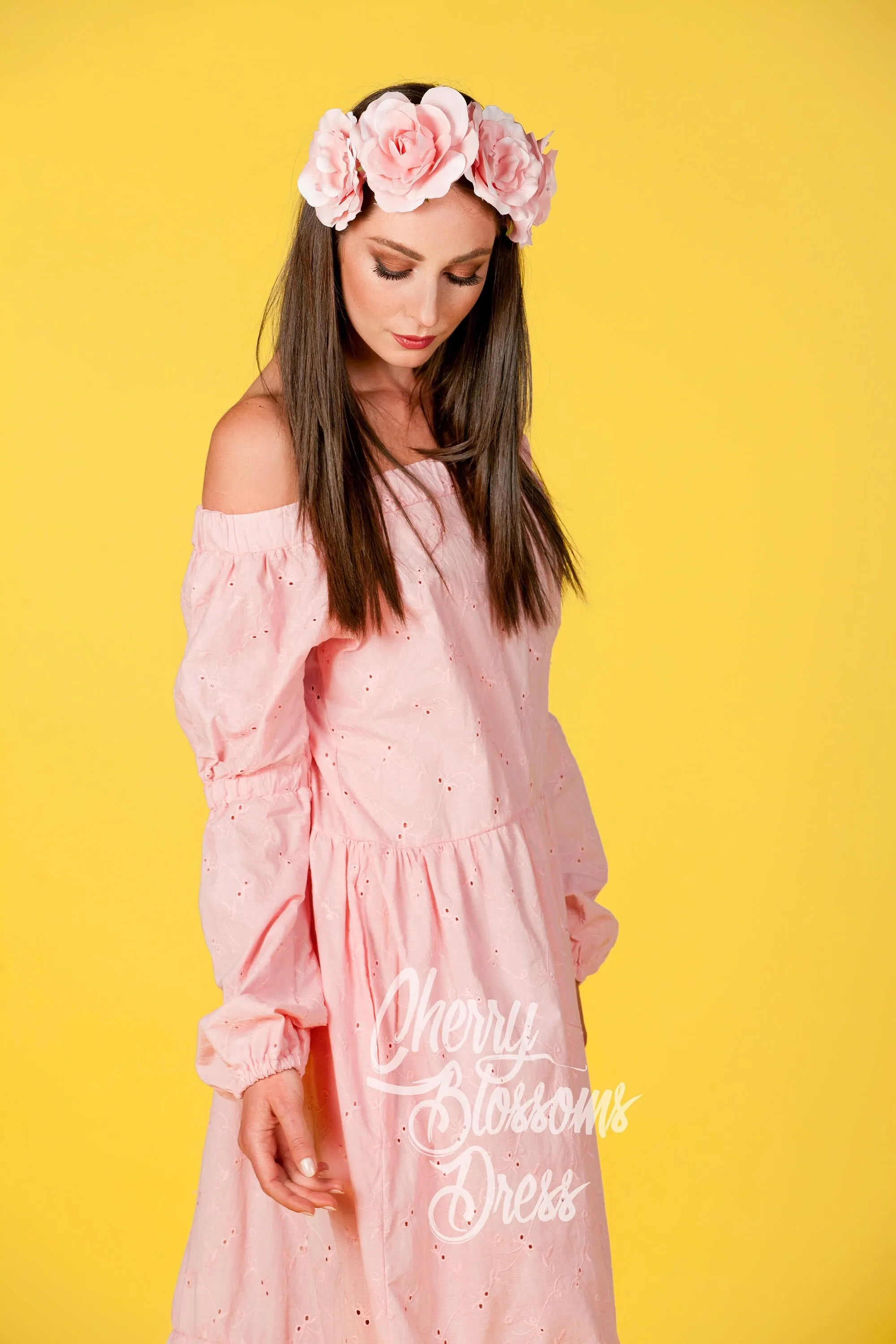 Boho Maxi Dress, Pink Wedding Dress, Long Off Shoulder Dress, Loose Long Sleeve Dress, Beach Wedding Dress, Plus Size Dress, Gypsy Dress