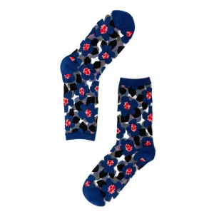 Bold Blue Floral Sheer Crew Socks