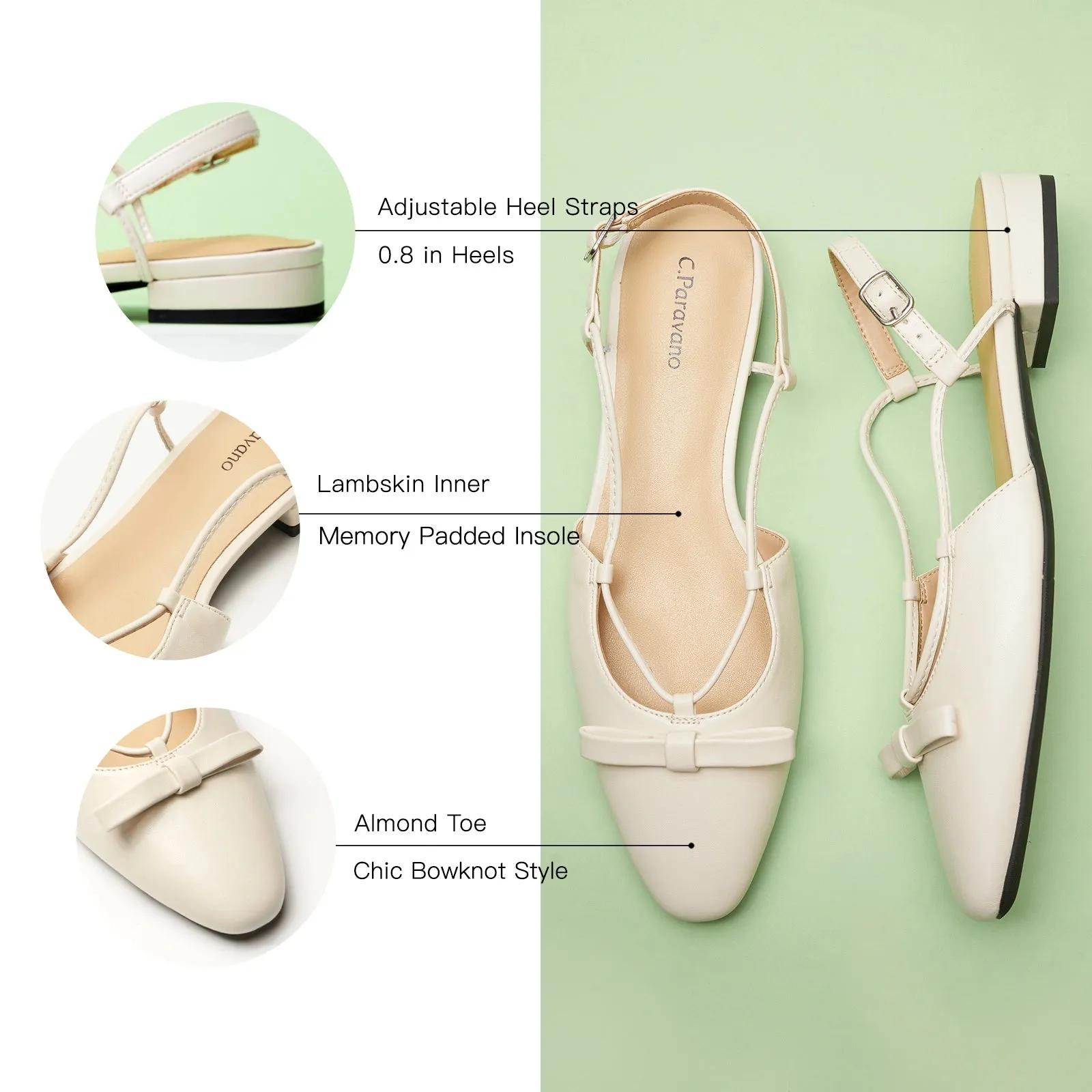 Bow Slingback Flats (Lena E)